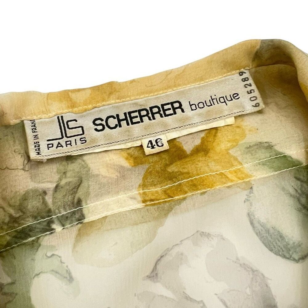 Jean-Louis Scherrer Women's Multicolor Floral Button Silk Blouse XLarge Vintage - Picture 3 of 12